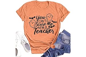 Halloween Teacher Shirt Women Teach T-Shirt Funny Letter Print