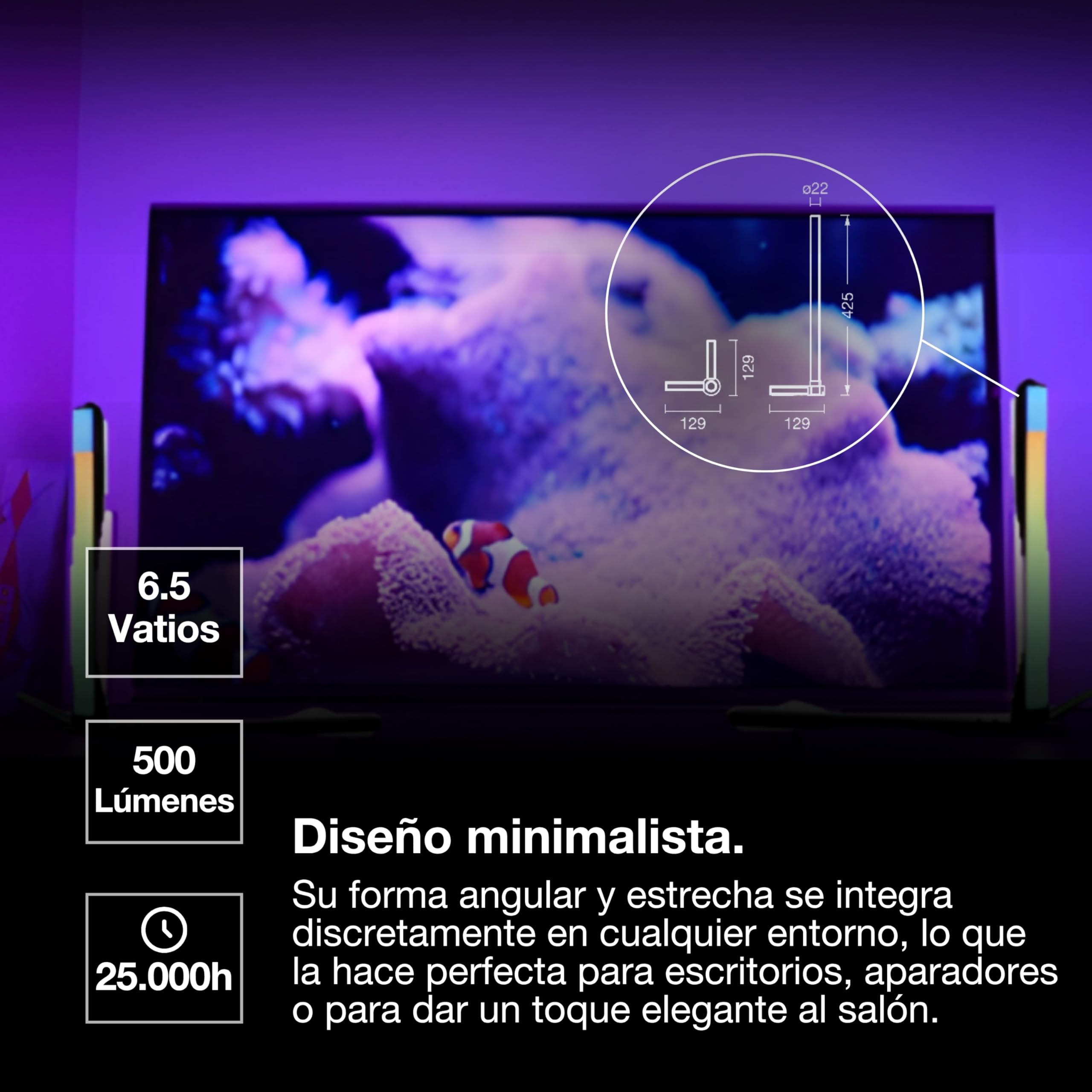 OSRAM SMART lámpara de mesa inteligente y moderna para iluminación indirecta, con tecnología WiFi, Magic RGB, regulable, negro, aluminio, fuente de luz no sustituible