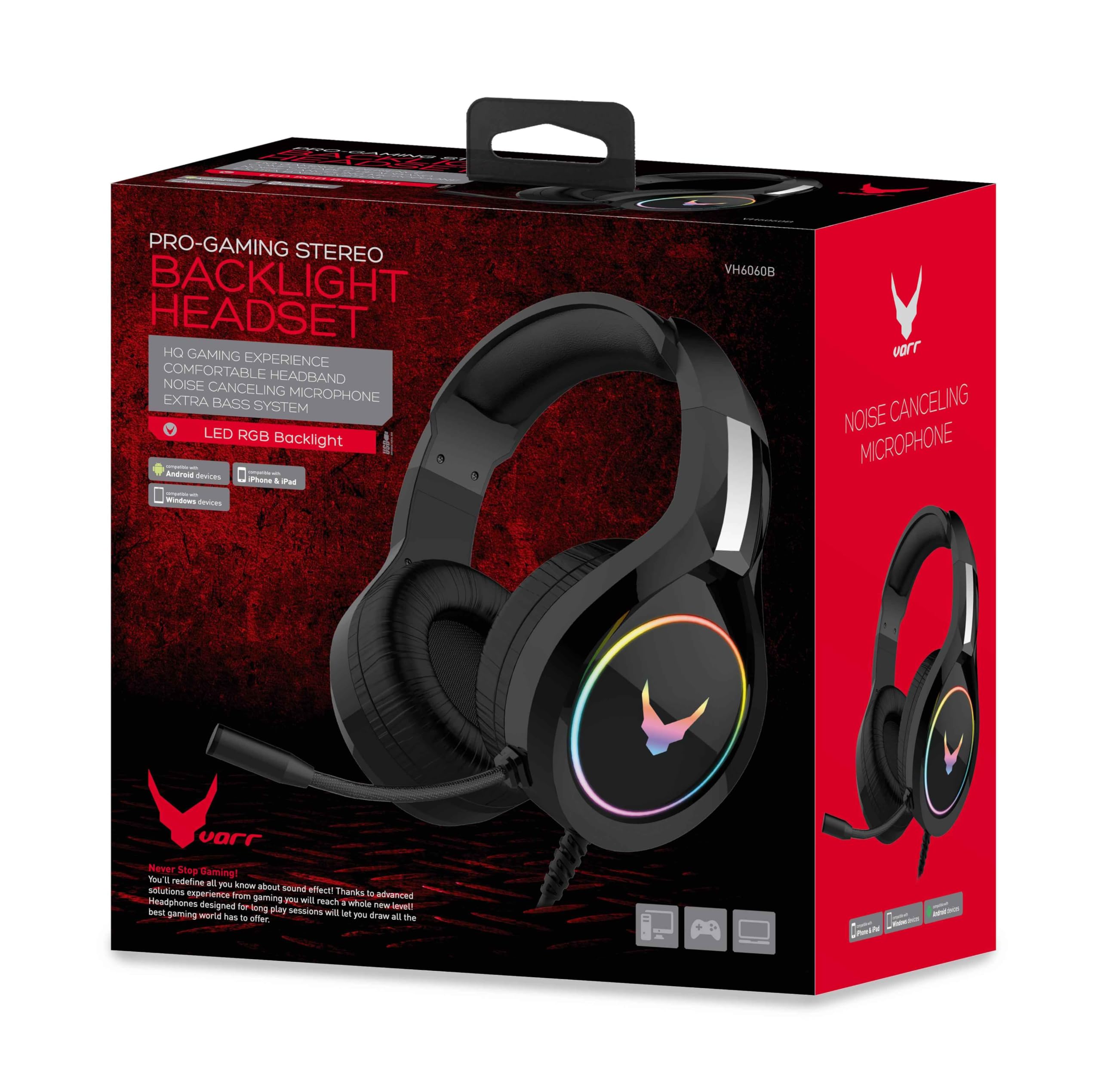 Varr Oyun RGB Kulaklık Hi-FI Stereo Mikrofon VH6060 Siyah : Amazon
