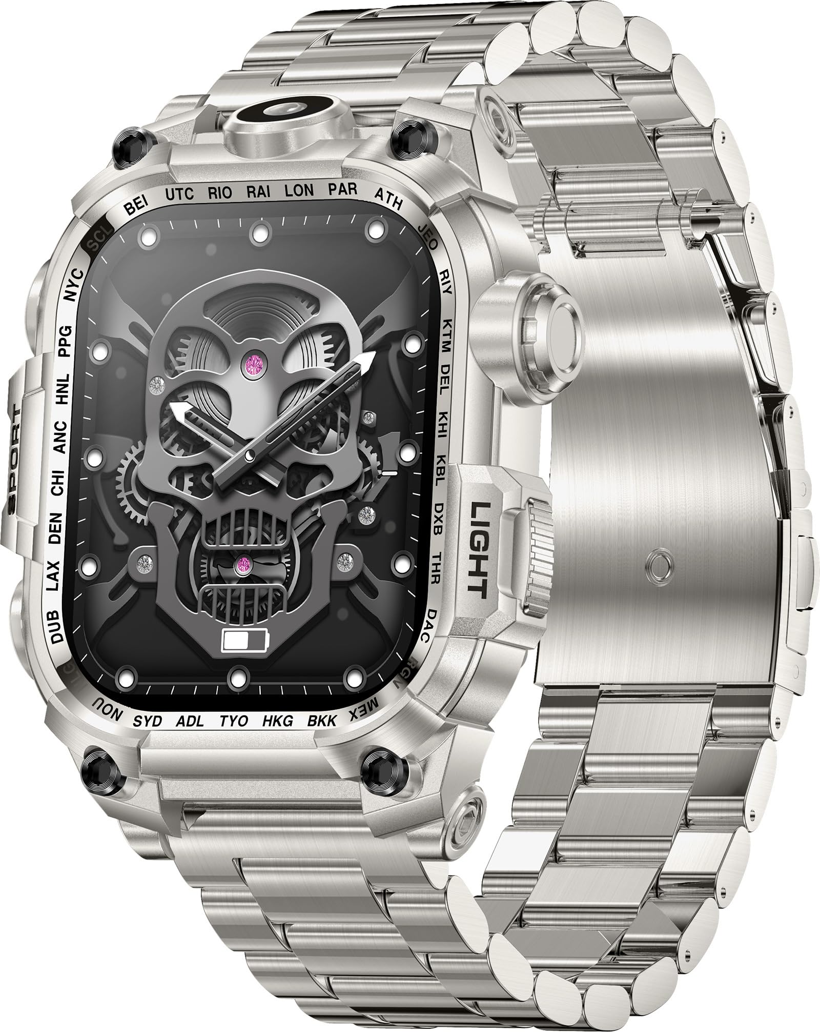 Militär Smartwatch Herren mit Taschenlampe Telefonfunktion Fitnessuhr Blutdruck Pulsmesser Schlaf Monitor Outdoor Schrittzähler Uhr für Android iOS Lange Akkulaufzeit Laufuhr Herren Tactical Watch