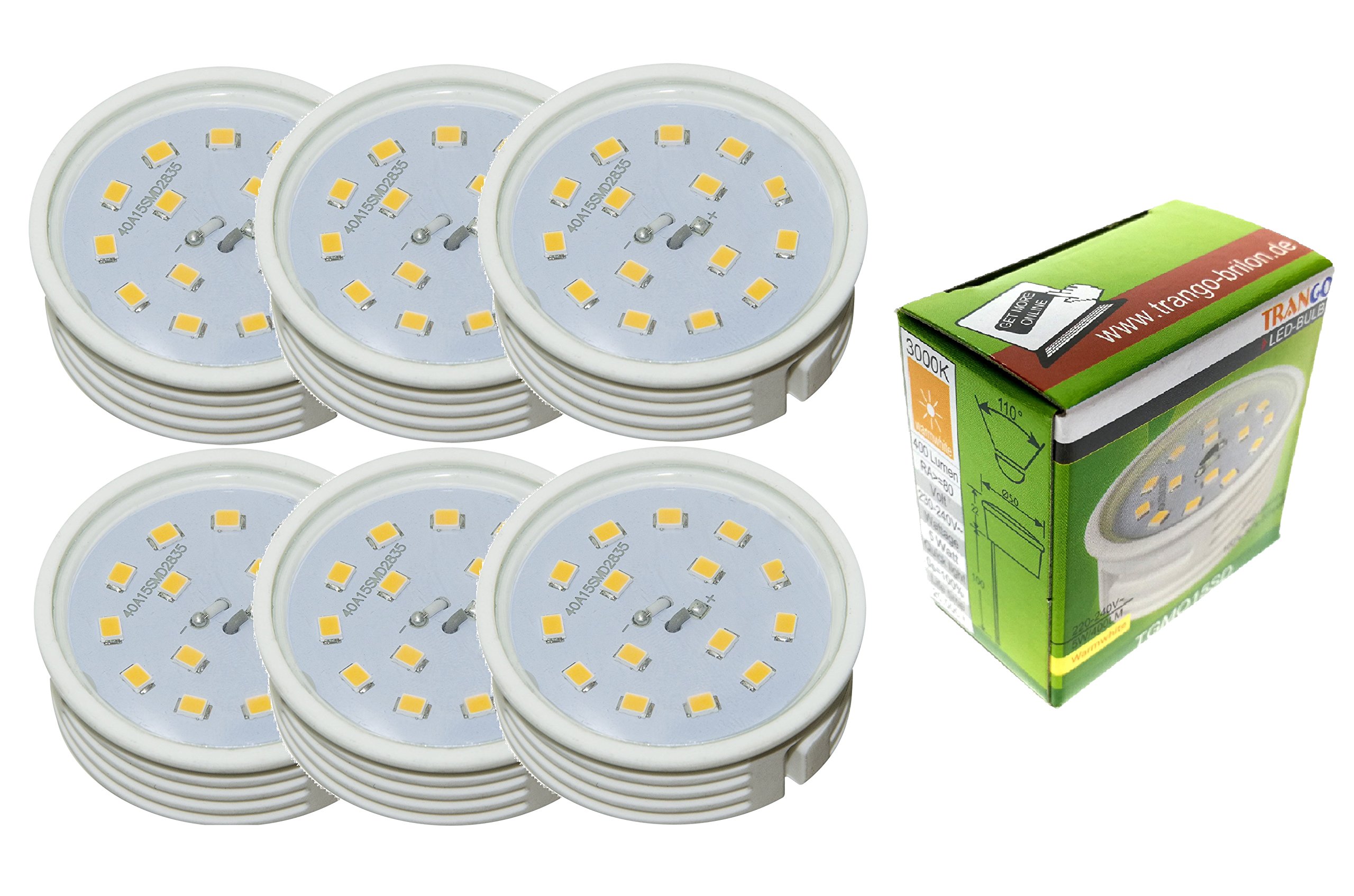 Pack De 6 Spots Encastrés LED Trango – Ultra Plats (30 Mm), 5W, IP23 | Pour Plafond Bas, Salle De Bain, Salon