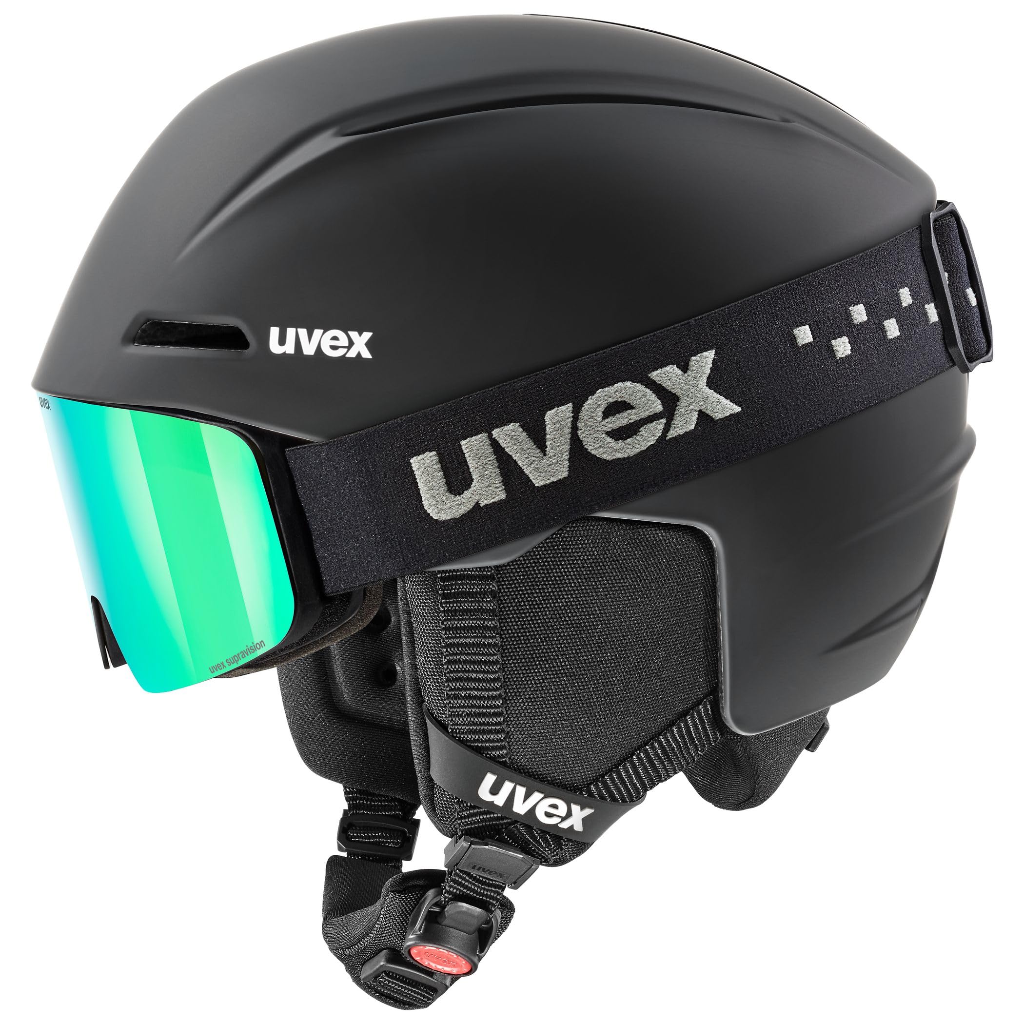uvex viti set, casco e maschera da sci Unisex bambino, black matt, 51-55 cm