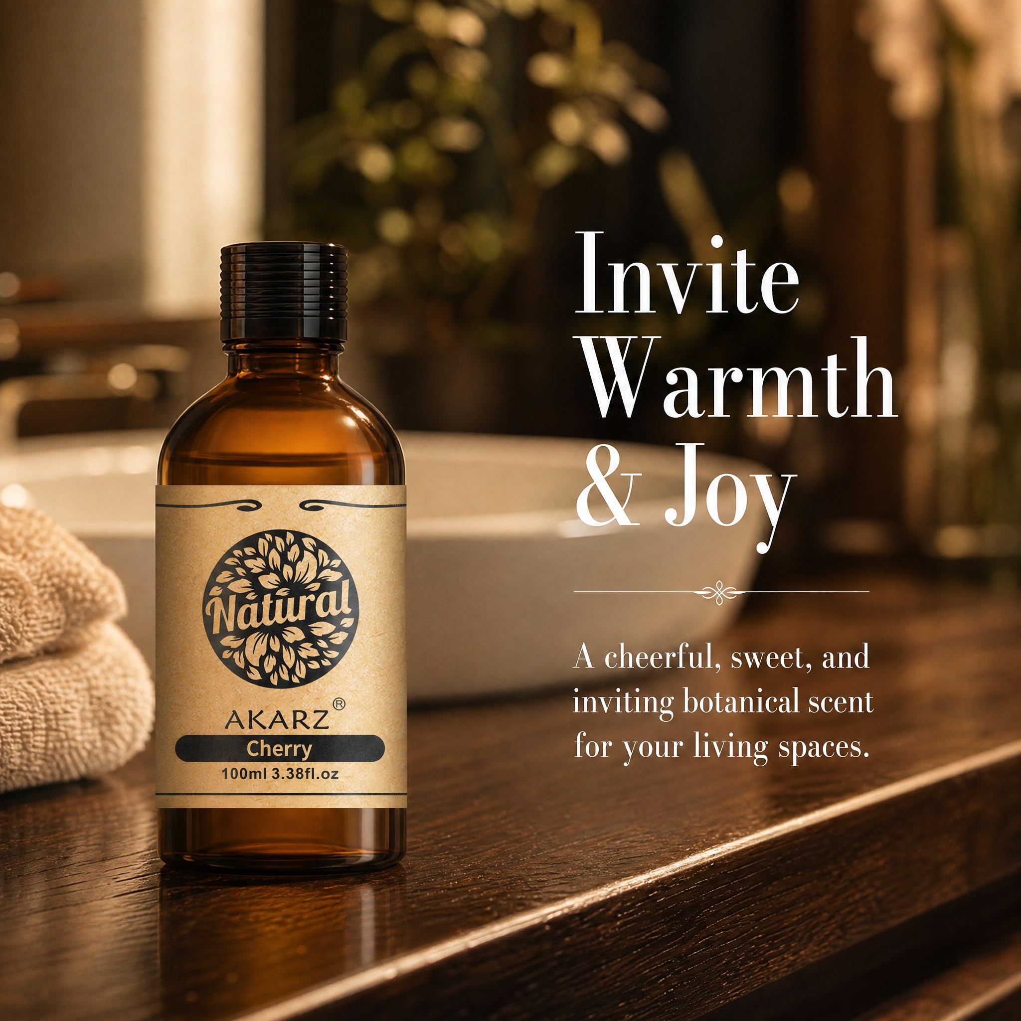 AKARZ 100ml Olejek esencjny z Wiśni - Naturalny olejek aromatyczny do dyfuzorów, lamp aromatycznych i aromatów pomieszczeń