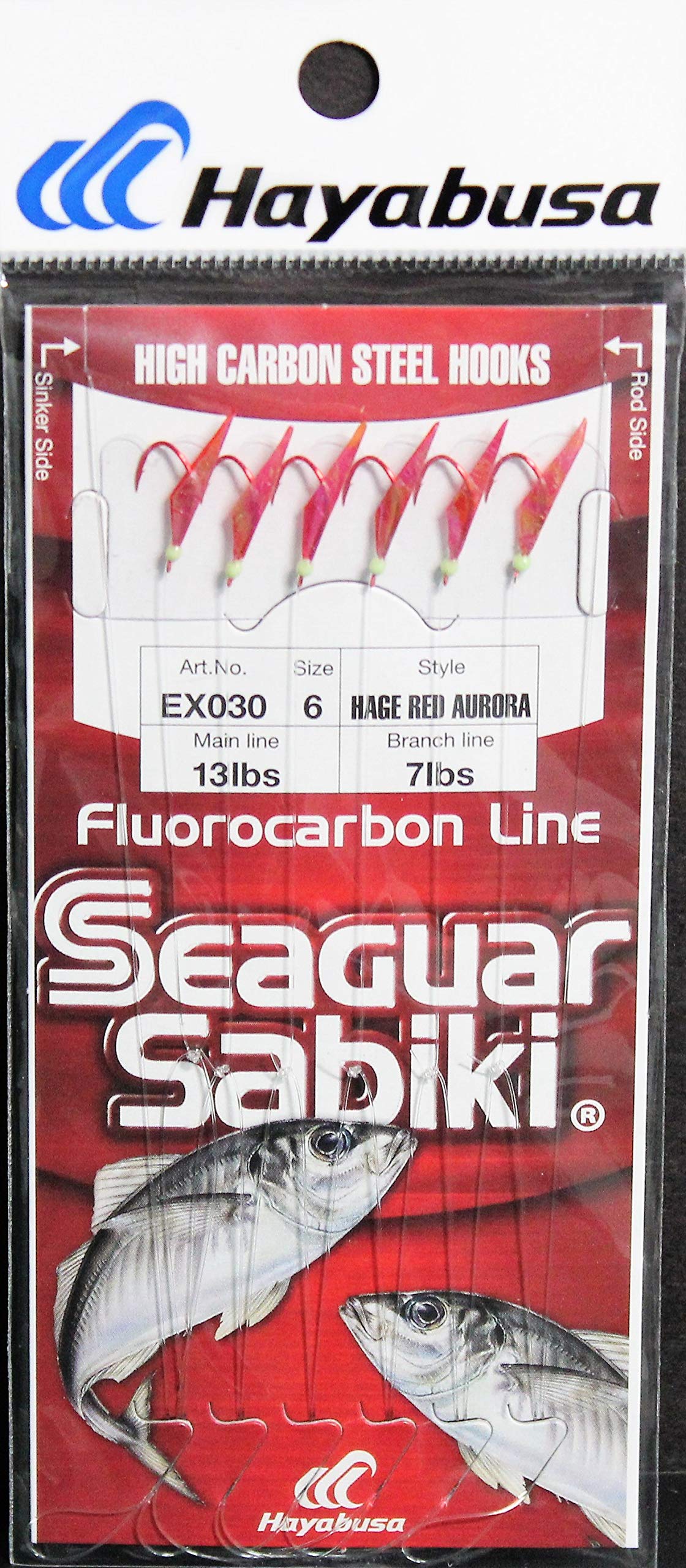 Hayabusa EX030-6 Sabiki Seaguar Red #6 6-Piece Mackerel Fishing Bait Rigs