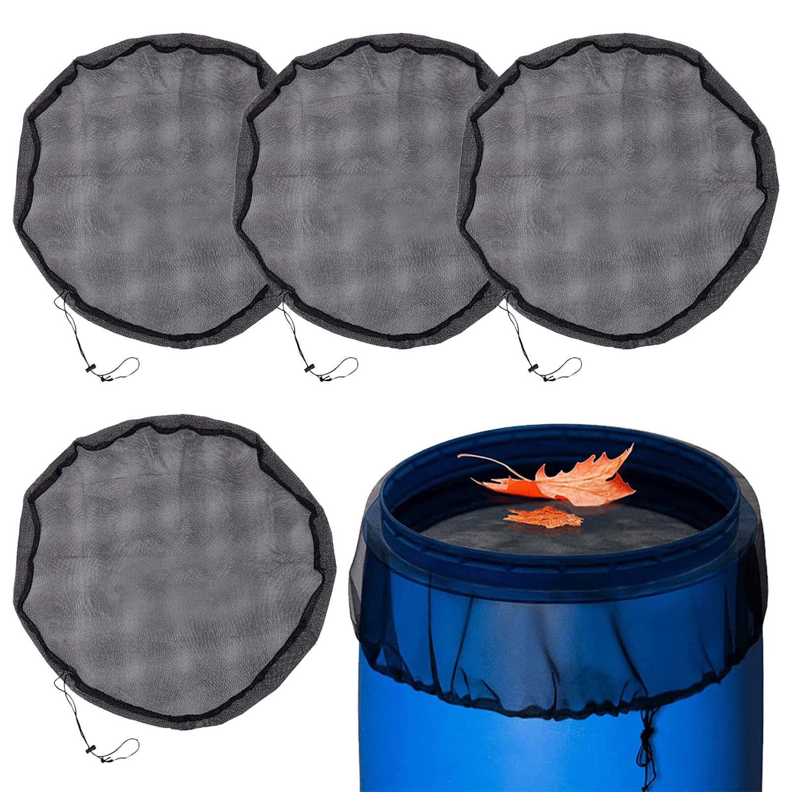 Lot De 2 Filets De Protection Pour Tonneau D'eau - Housse Anti-feuilles 80 Cm Avec Cordon De Serrage - 7