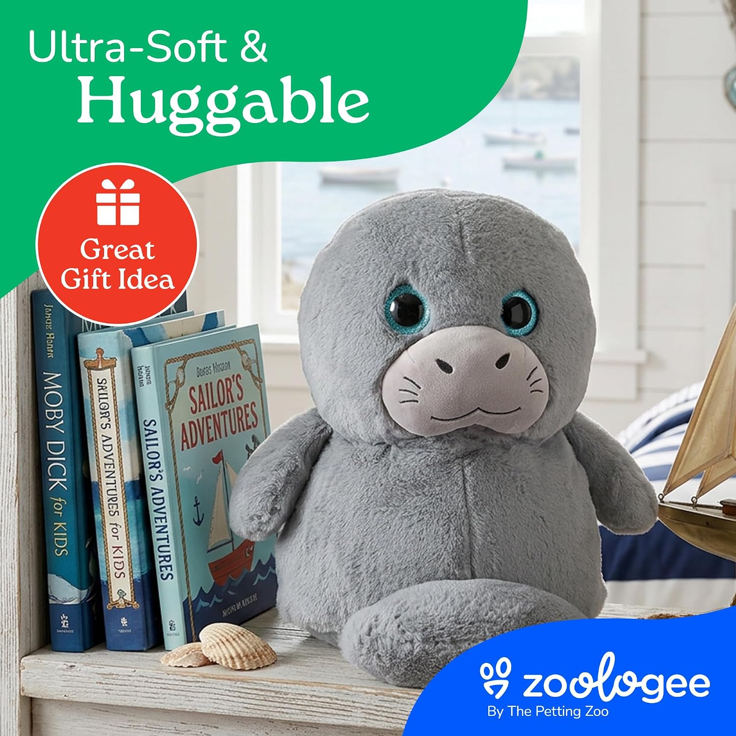 The Petting Zoo Manatee Stuffed Animal Plushie, Gifts for Kids, Puffimalz Zoologee Plush Toy, 17 in