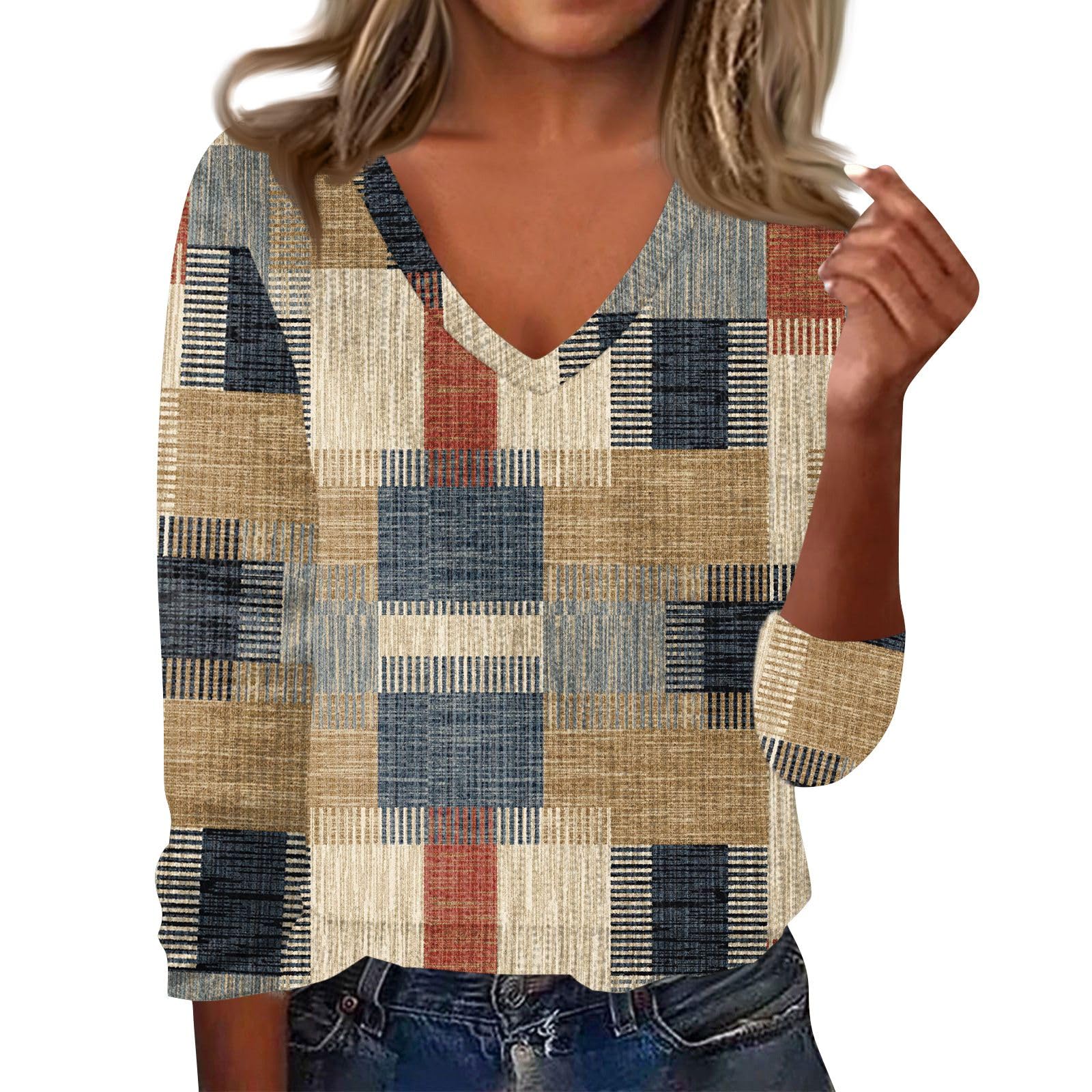 FlekmanArt Sweaters for Women V Neck Casual Knit Long Sleeve Tops Lightweight Pullover Clothes Fall Fashion Outfits 2025
