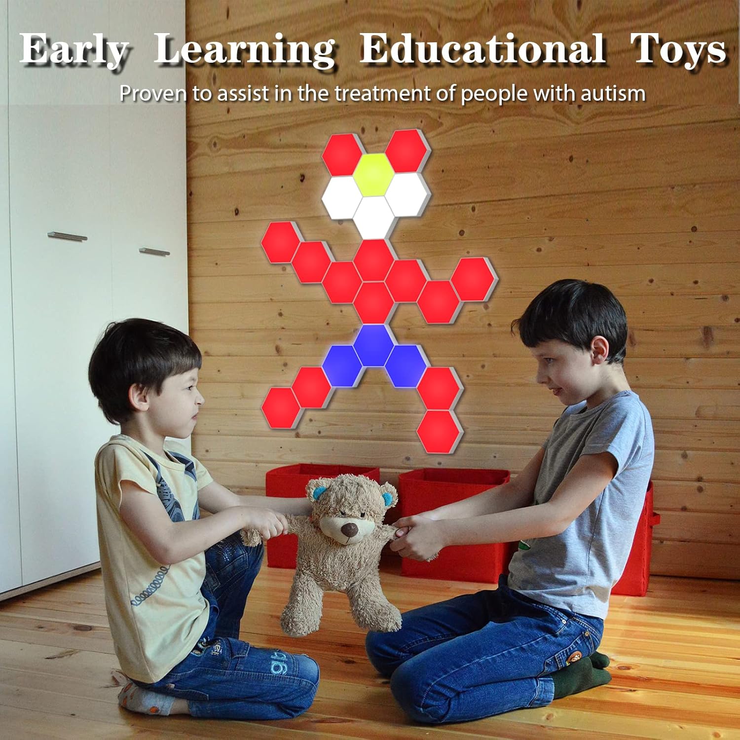 Hexagonal Wall Light Modular Touch Sensitive Lights Creative Geometry Assembly LED Hexagon Lights Suitable for Iving Room,Bedrooms,DIY Lovers, Gifts (6 Pack)