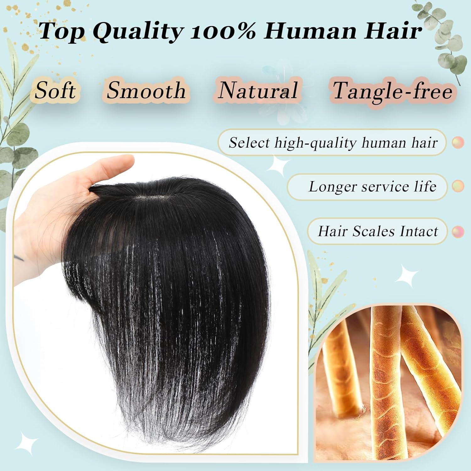Hair Toppers for Women Real Human Hair, 360° 3D Cover Toppers Hairpieces for Women with Thinning Crown Wispy Clip in Bangs Realistic Scalp Hairline (Gray02, Wispy Bangs)