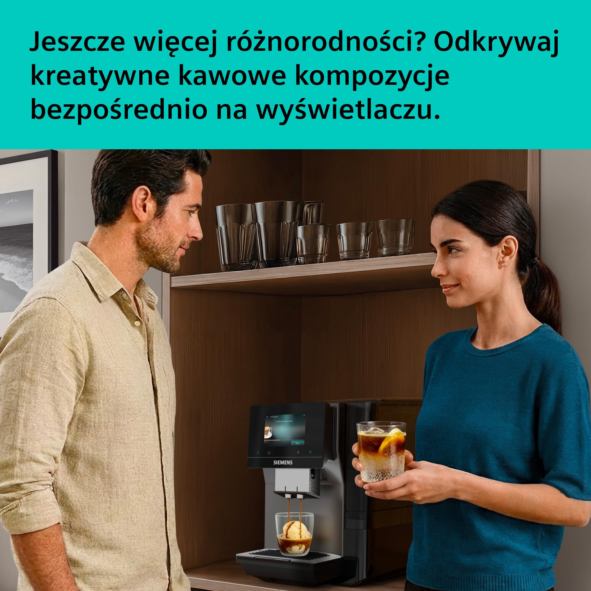 Siemens, automatyczny ekspres do kawy, EQ700 iAroma, wyświetlacz dotykowy, Cold Brew i Slow Brew, aplikacja Siemens Home Appliances, odcień morning haze, TP725E01