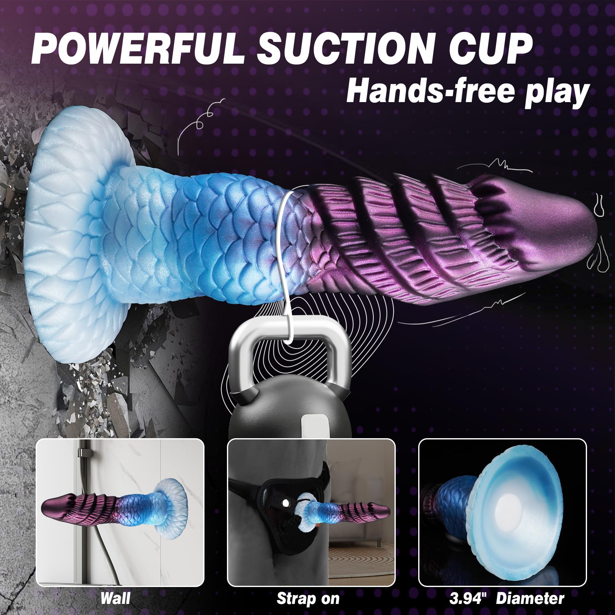 Monster Dildo Inflatable Fantasy Dildo with Adjustable Thickness, Huge Horse Dildos Inflatable Butt Plug Thick Anal Dildos with Strong Suction Cup, Adult Toys for Women Men: Purple
