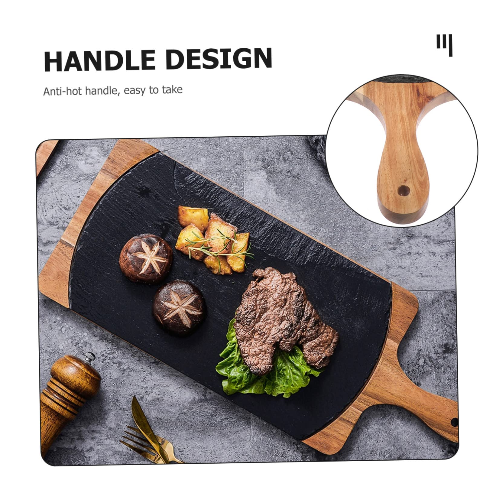 Plato Creativo de Madera Maciza Tipo Roca Negro 1 Pieza | Sushi y Pizza, Superficie Lisa y Duradera, Adecuado para Exposición Gastronómica y Uso en Restaurante