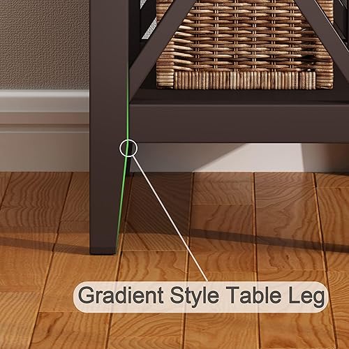 Miniatura 7 de ChooChoo Juego de 2 mesas auxiliares, mesa auxiliar estrecha abatible con cajón, mesita de noche pequeña para sala de estar, dormitorio y espacios