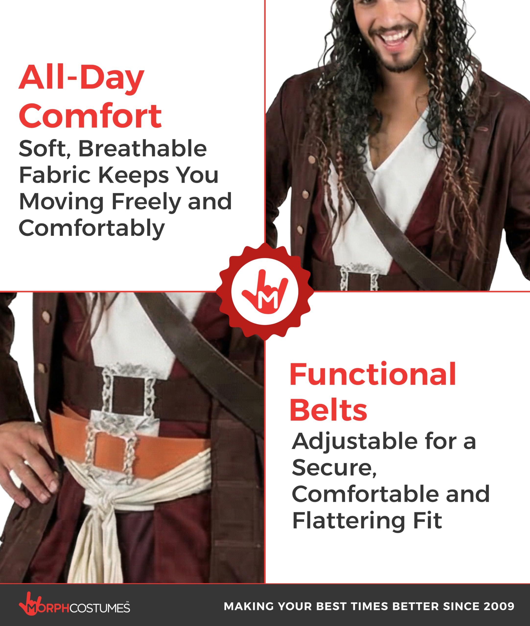 Fun Shack Disfraz Pirata Hombre Adulto, Disfraces Piratas, Traje de Pirata, Disfraz Carnaval Hombre y Halloween