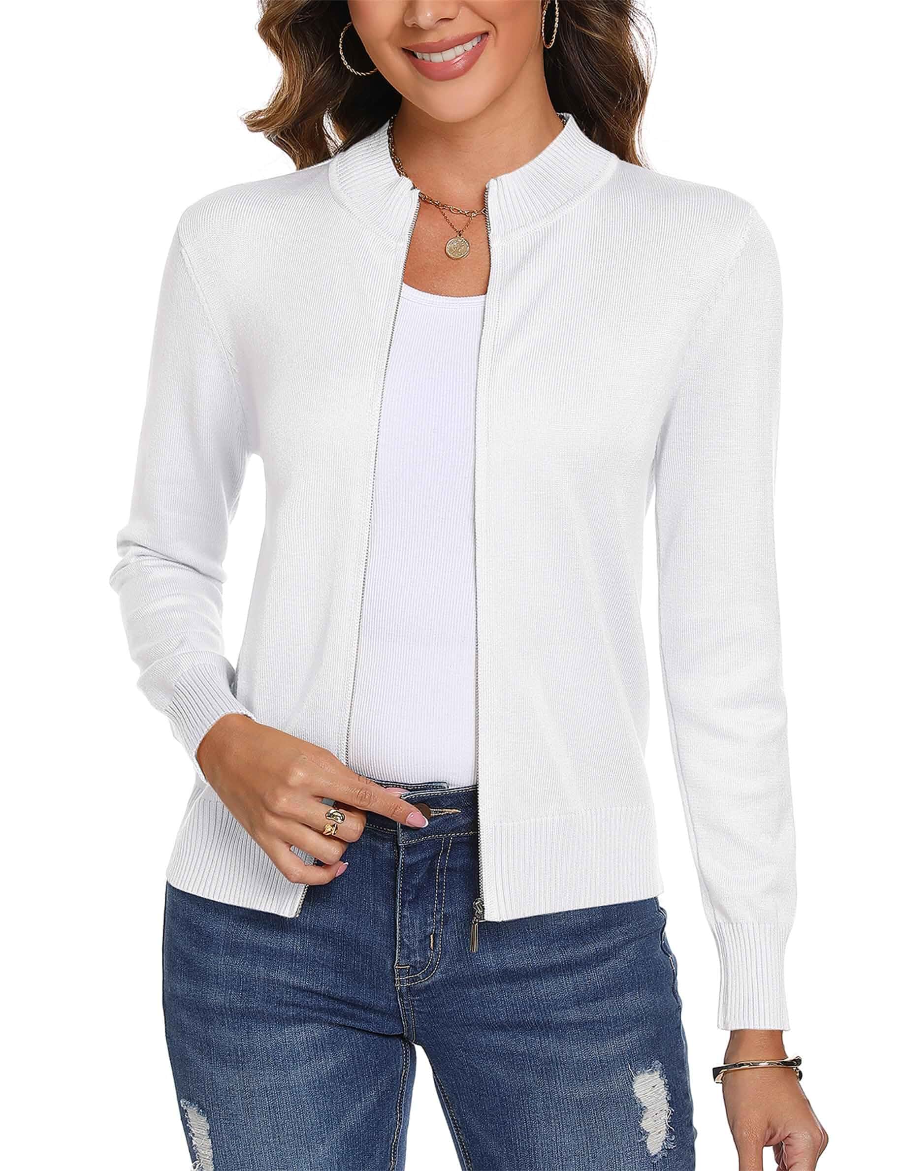 Totatuit Womens Long Sleeve Knitted Zip Up Sweater Cardigans Sweaters Lightweight Zipper Sweatshirts Jacket Long Sleeve