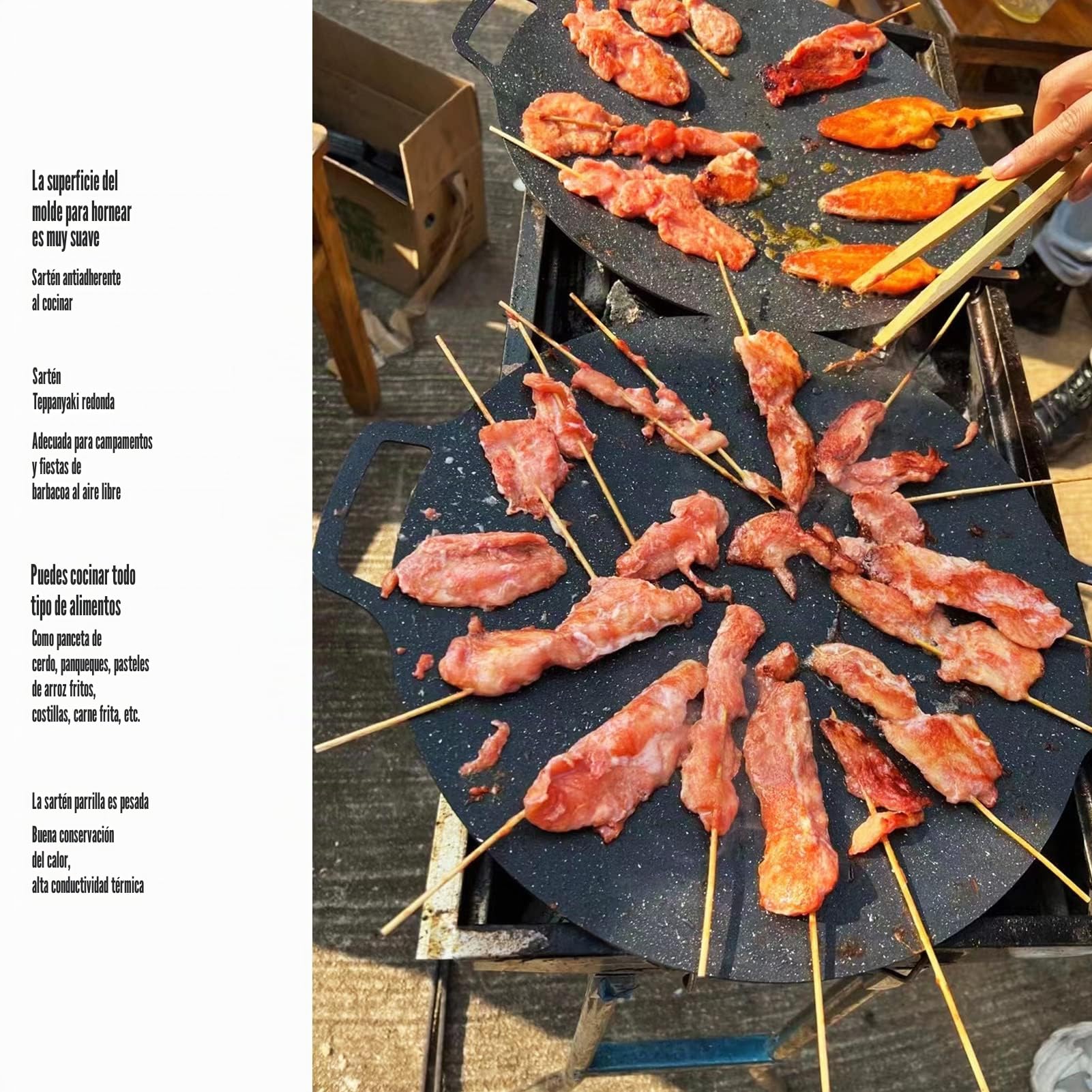 Parrilla para Barbacoa, Parrilla para Barbacoa Coreana, Bandeja para Asar Redonda Antiadherente de Hierro, Parrilla para Parrilla de Hierro Fundido para Panqueques de Panceta de Cerdo Al Aire(30CM)