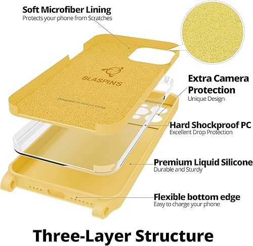 Miniatura 6 de Blaspins Funda cruzada con correa para iPhone 16, manos libres, cuello cruzado, cuerda ajustable extraíble, protección contra caídas a prueba de