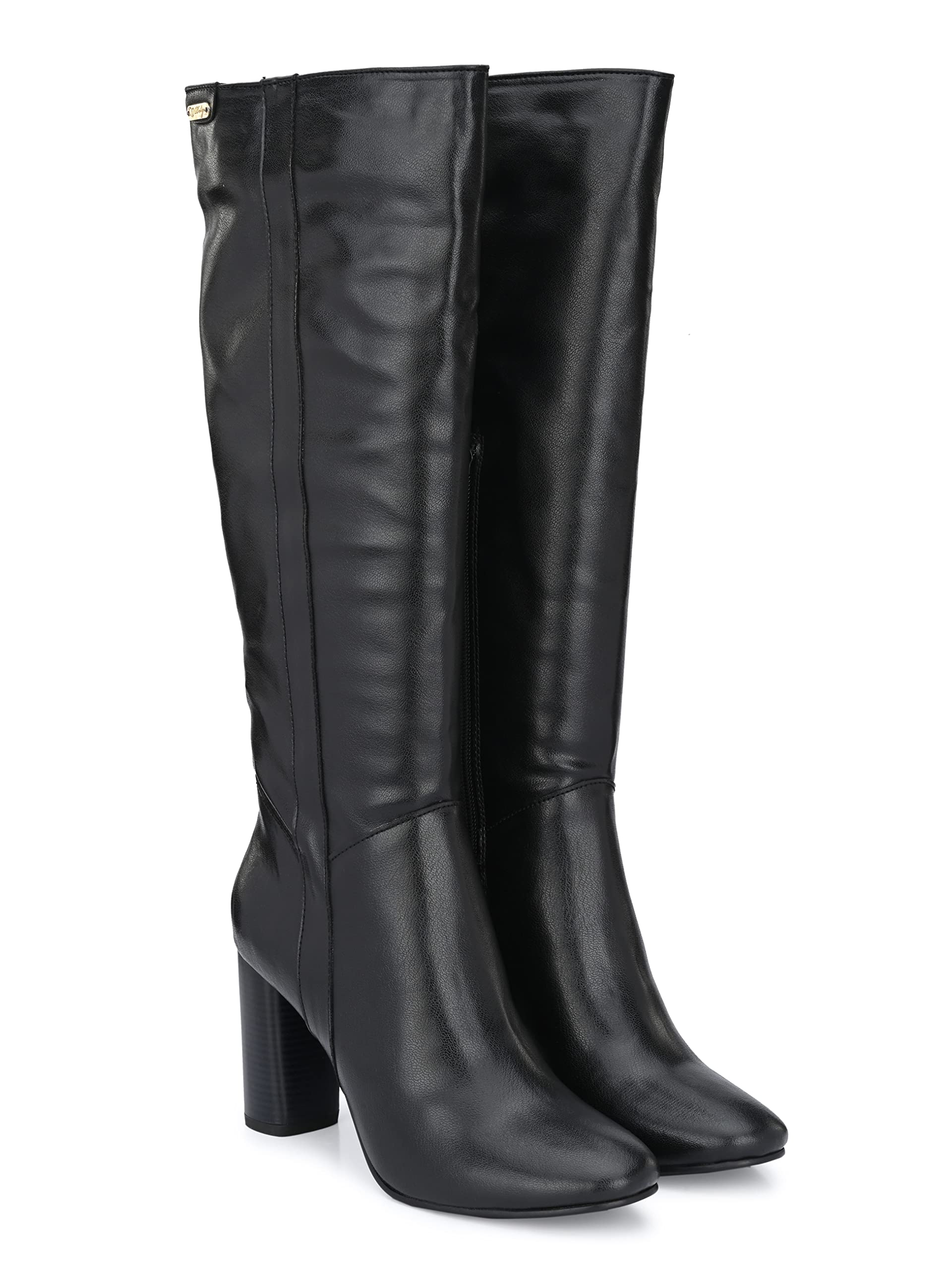 Delize Womens Black Tan High Heel Knee Boots (B09PQPTLKY) Amazon Price History, Amazon Price Tracker