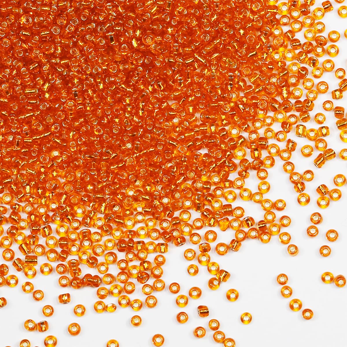 Bulk Seed Beads 110 grams about 9800pcs, 2mm 12/0 Orange Glass Craft Beads for Making Earrings, Bracelets, Pendants, Waist Jewelry,DIY Handmade Seed BeadsOrange Silver Core