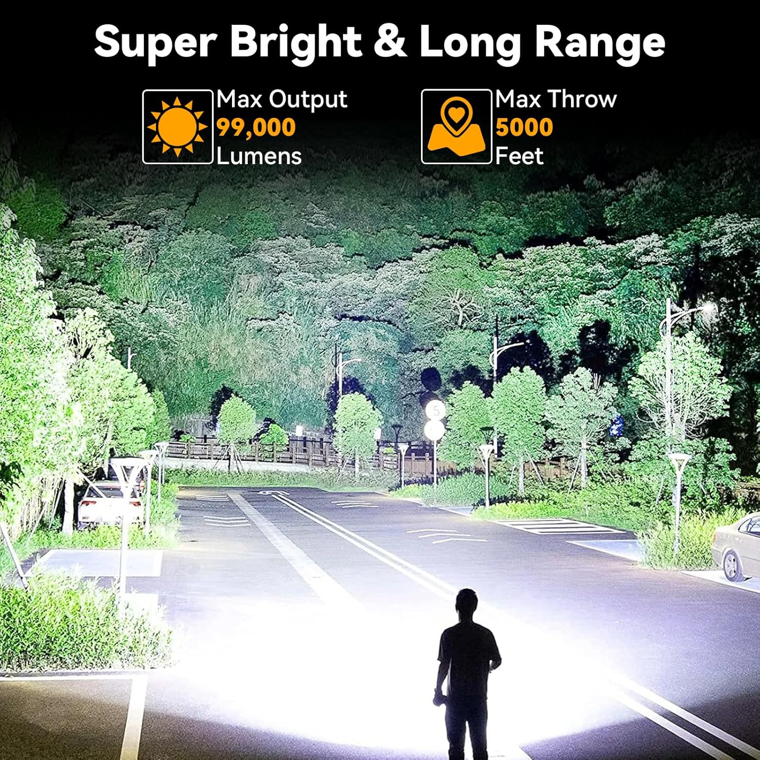 Rechargeable Spotlight Flashlight, 2,000,000 Lumens Super Bright LED Spot Lights Outdoor with COB Light & Foldable Tripod, 10000mAh Long Lasting Handheld Searchlight for Marine Boating Camping Work