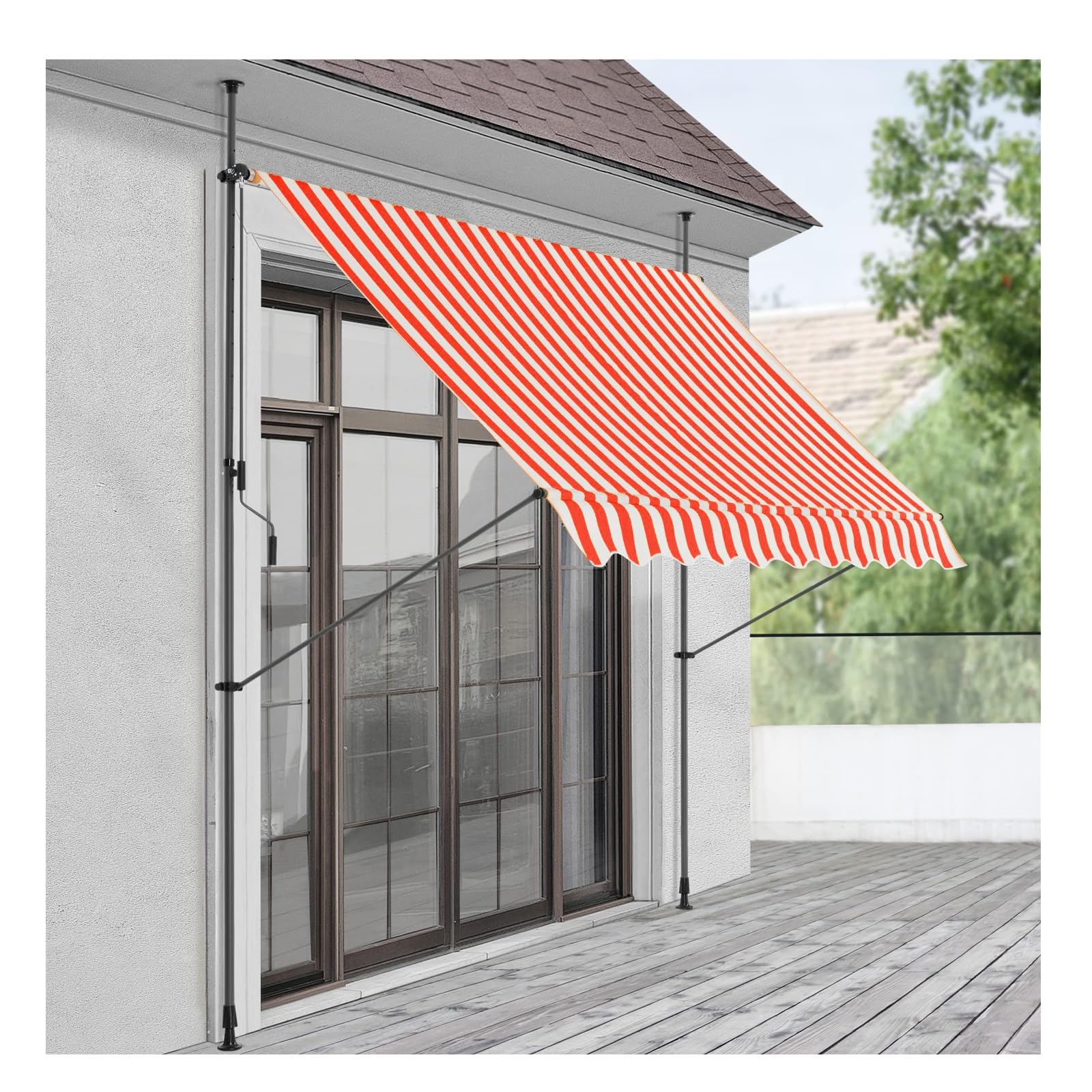 gartenhaus markise Einziehbare manuelle Markise, freistehender Sonnenschutz, verstellbare Balkonmarkise, manuell einziehbare Markise, Gartenhaus-Markise mit Kurbel, Terrasse/Laube/Garten ( Color : H , Size : W250cm(98.4 Garten Tube:White Phosphore G2+ Frigg +10° Blanket Schlafsack p_onsale