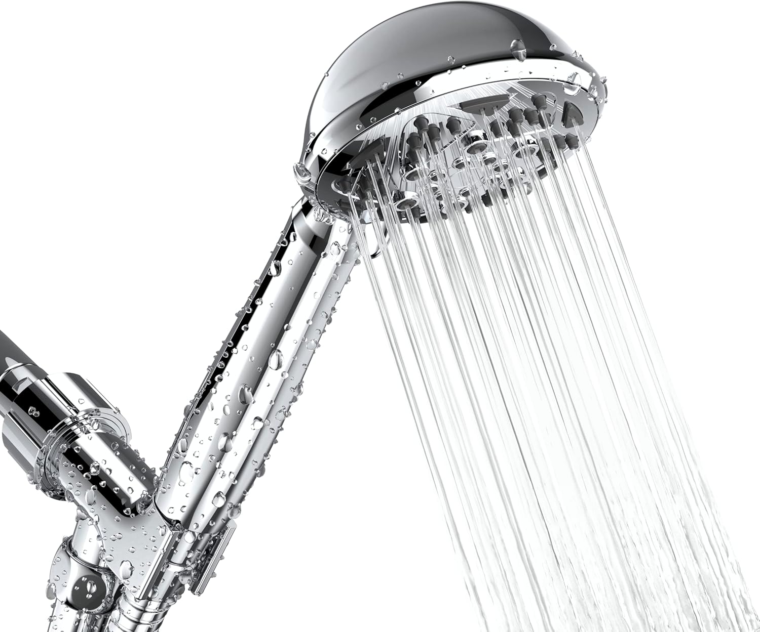 FREZZEL Handheld Shower Head with 6 Spray Functions 4 Inch High