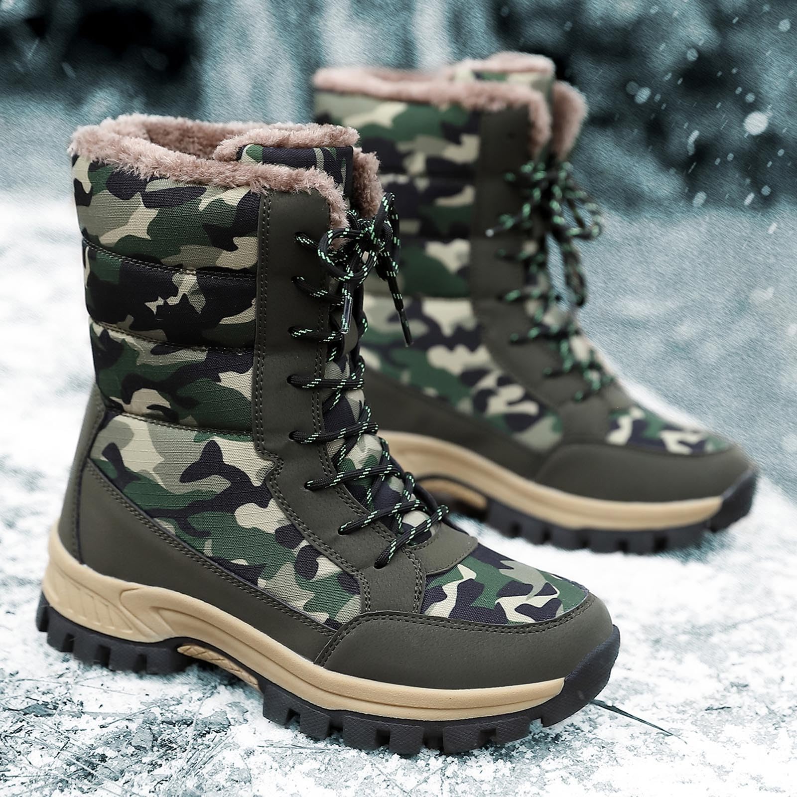 Scarpe Uomo Calde 2026 Stivali da Neve Caldi con Suola Spessa Autunno e Inverno Donna in Cotone Mimetico per Esterni Eleganti Invernali