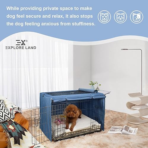 Miniatura 6 de Explore Land Funda para jaula de perro para jaula de alambre de 42 pulgadas, fundas de celosía resistentes compatibles con cajas de metal estándar