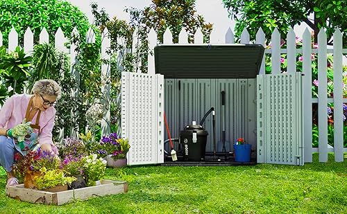 Miniatura 9 de ADDOK 2SG - Cobertizo de almacenamiento horizontal más grande resistente a la intemperie, armario de almacenamiento al aire libre de 4.4 x 2.8 pies,