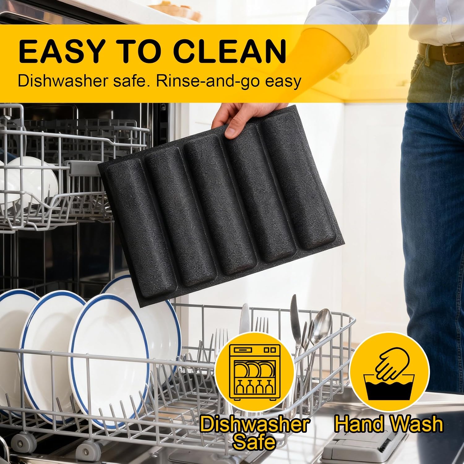 4-Loaf Silicone Perforated Baking Forms for Perfect Muffin Top and More, French Bread Baking Pan with Perforated Baking Mat Design(16.1x15.0inch, Black, Round) - Image 5