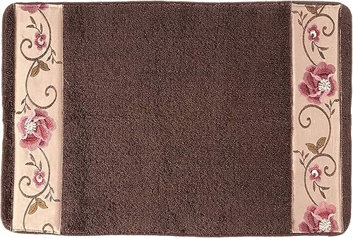 Vista 93 de Zahari Home Juego de 4 piezas de accesorios de baño Poppy Fields amarillos con dispensador de jabón de manos, vaso, soporte para cepillo de dientes