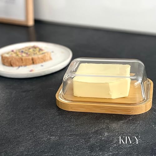 Miniatura 7 de KIVY Plato de mantequilla grande con tapa - Se adapta a 2 palitos de mantequilla y tamaños más amplios