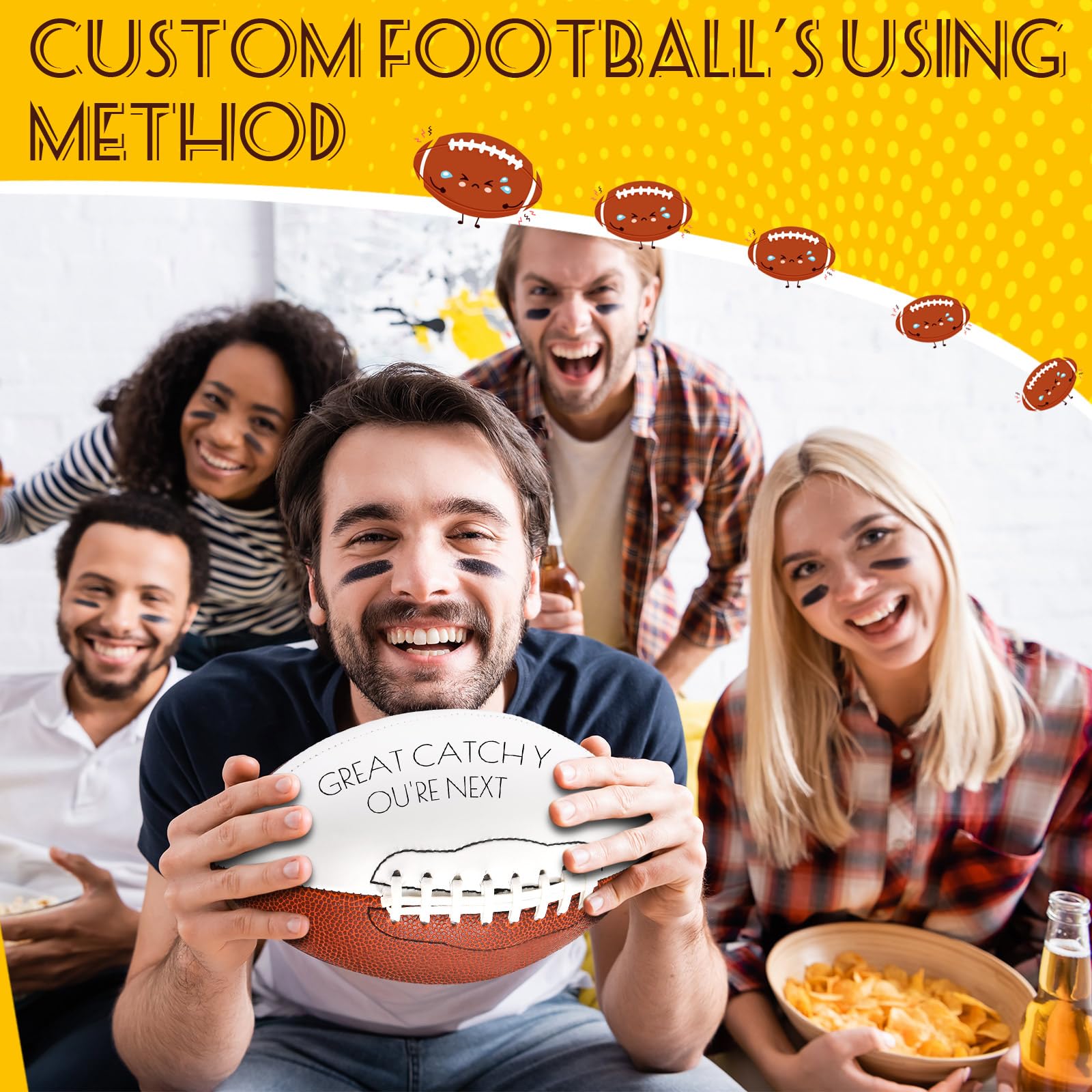 Jenaai Autógrafo de fútbol americano tamaño 3 de 20,8 cm, trofeo de fútbol americano personalizado para juego de rugby