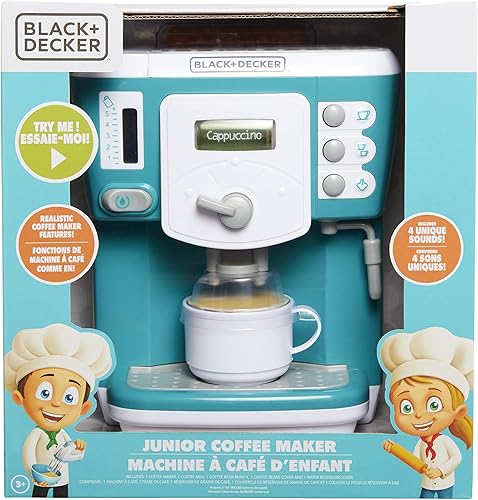 Miniatura 6 de BLACK+DECKER - Cafetera junior para juegos de rol, aparato de cocina para niños con acción realista, luz y sonido, taza de café de juguete para
