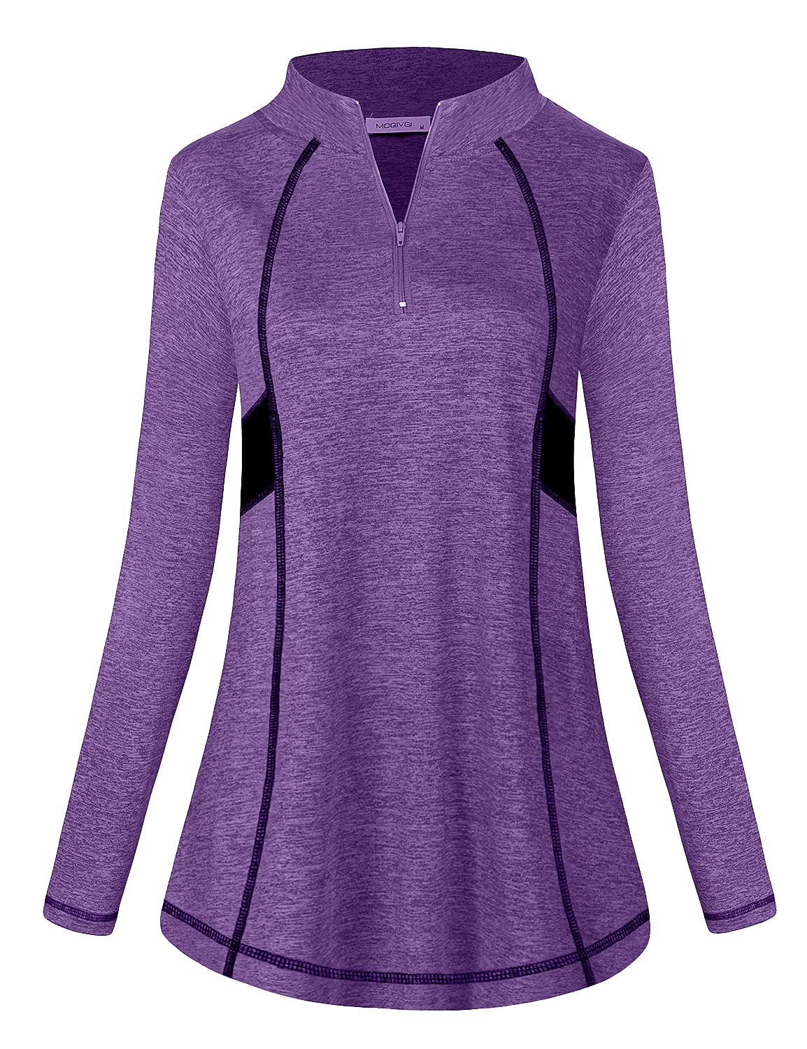 MOQIVGIWomens Long Sleeve Workout Tops Casual Sports Gym Yoga Running Half Zip Pullover