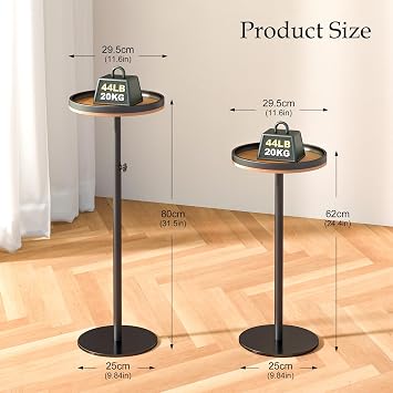 Small Round Side Table,Drink Table,Martini Table with Marble Pedestal for Small Space, Living Room,Bedroom,Sofa Couch (Walnut)