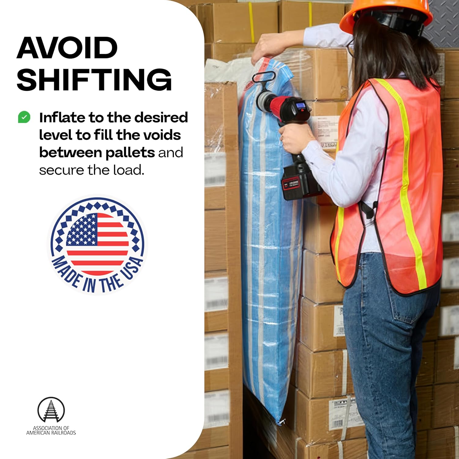 Dunnage Airbag 48" x 84" Inflatable & Reusable Woven Polypropylene Dunnage Bag - Prevent Cargo Movement & Damage, Shipment Stabilizer for Pallets, Crates&Barrels by IDL Packaging