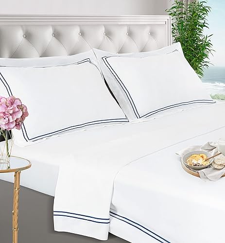 Sábanas de viscosa de bambú de lujo, tamaño California King, juego de cama orgánico súper suave 100% fibra de viscosa de bambú, sábana superior y