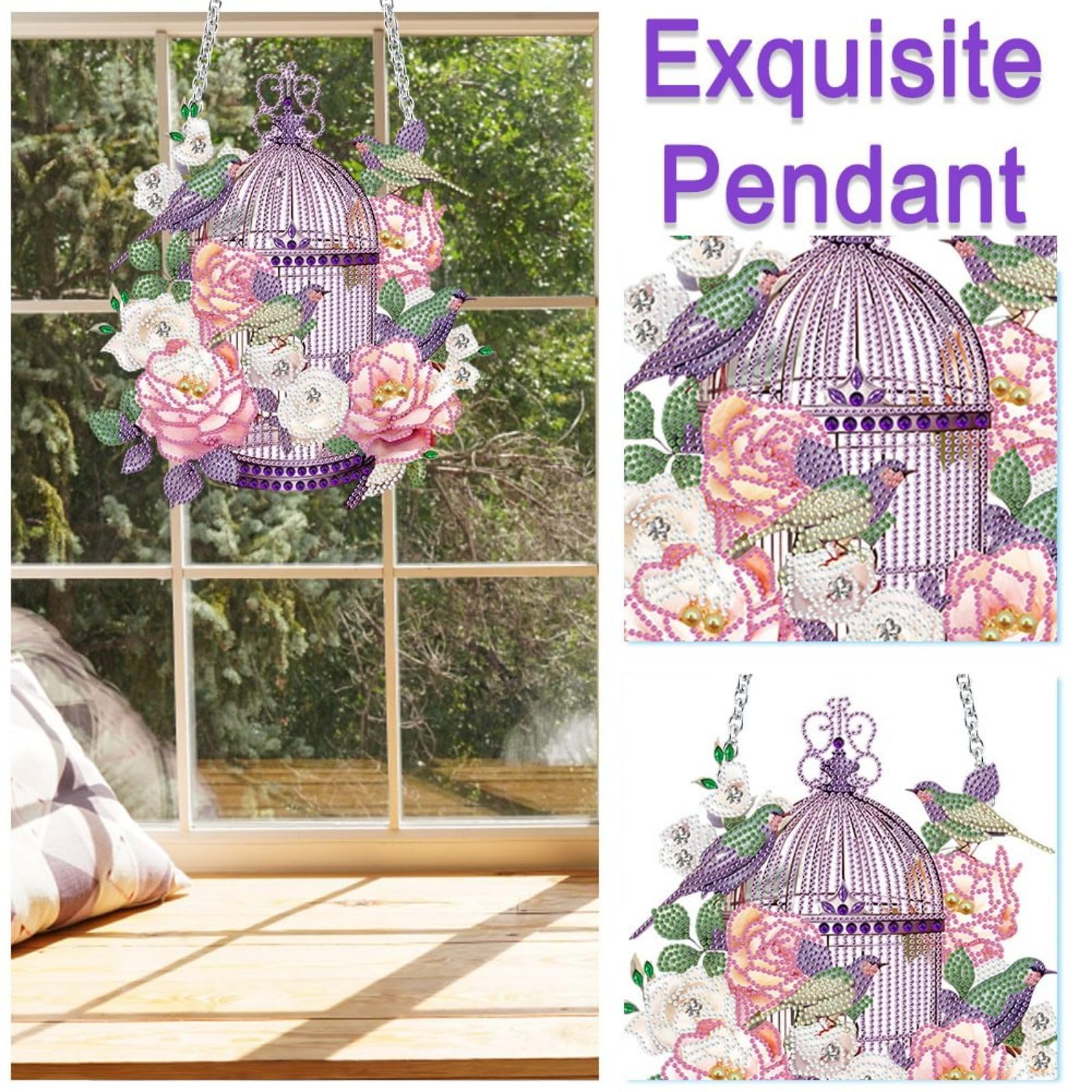 Diamant Peinture Pendentif, Oiseau Mignon, Diamond Painting