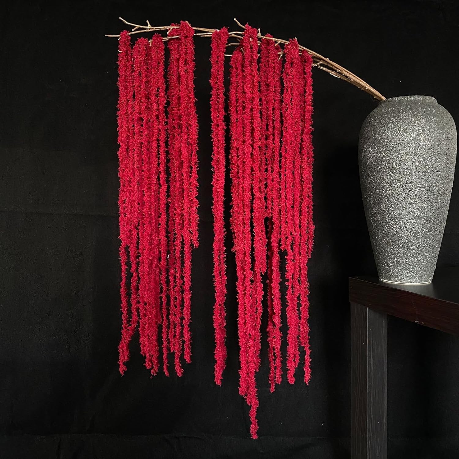 8pcs Artificial Yarn Amaranthus 22" Faux Yarn Lover Tears Fake Hanging Red Plants for Floral Arrangement Vase Bouquets Home Office Wedding Decor(Red)