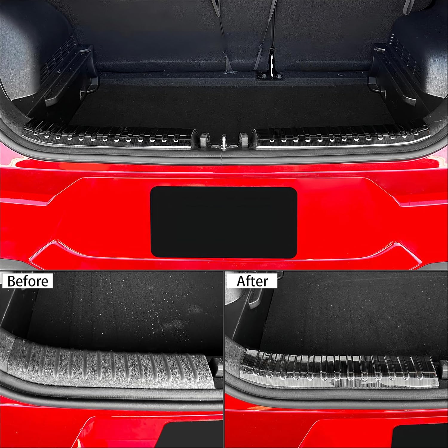 Stainless Rear Bumper Trunk Protector Cover Rear Bumper Guard Trunk Sill Protector Cover Compatible with Kia Soul 2020-2025 Accessories (Black)