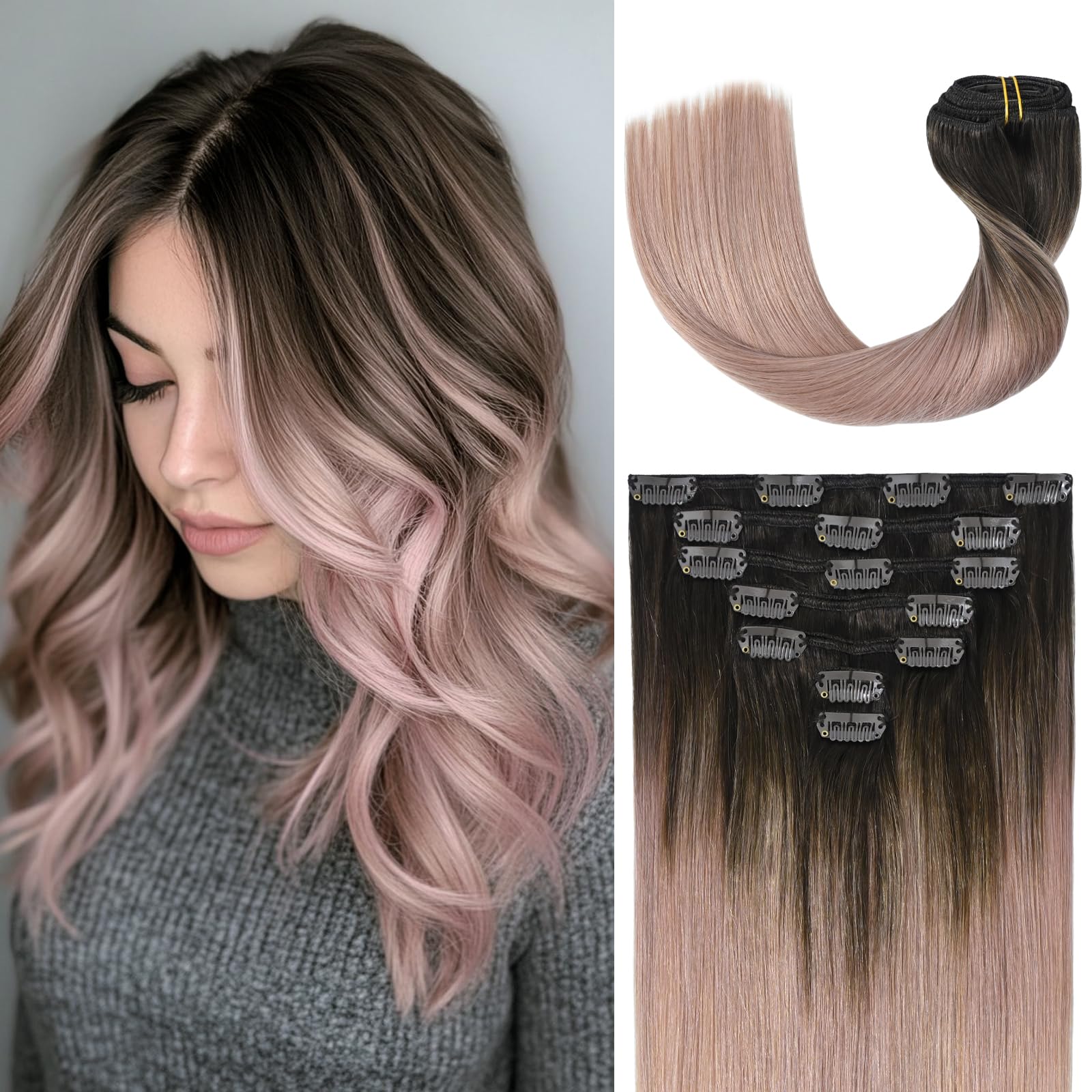 WindTouch Clip in Hair Extensions Human Hair, 15 Inch 75g #4 Medium Brown Hair Extensions for Women Real Human Hair Clip in, Remy Human Hair Extensions Clip ins, Soft Natural Straight — view 61