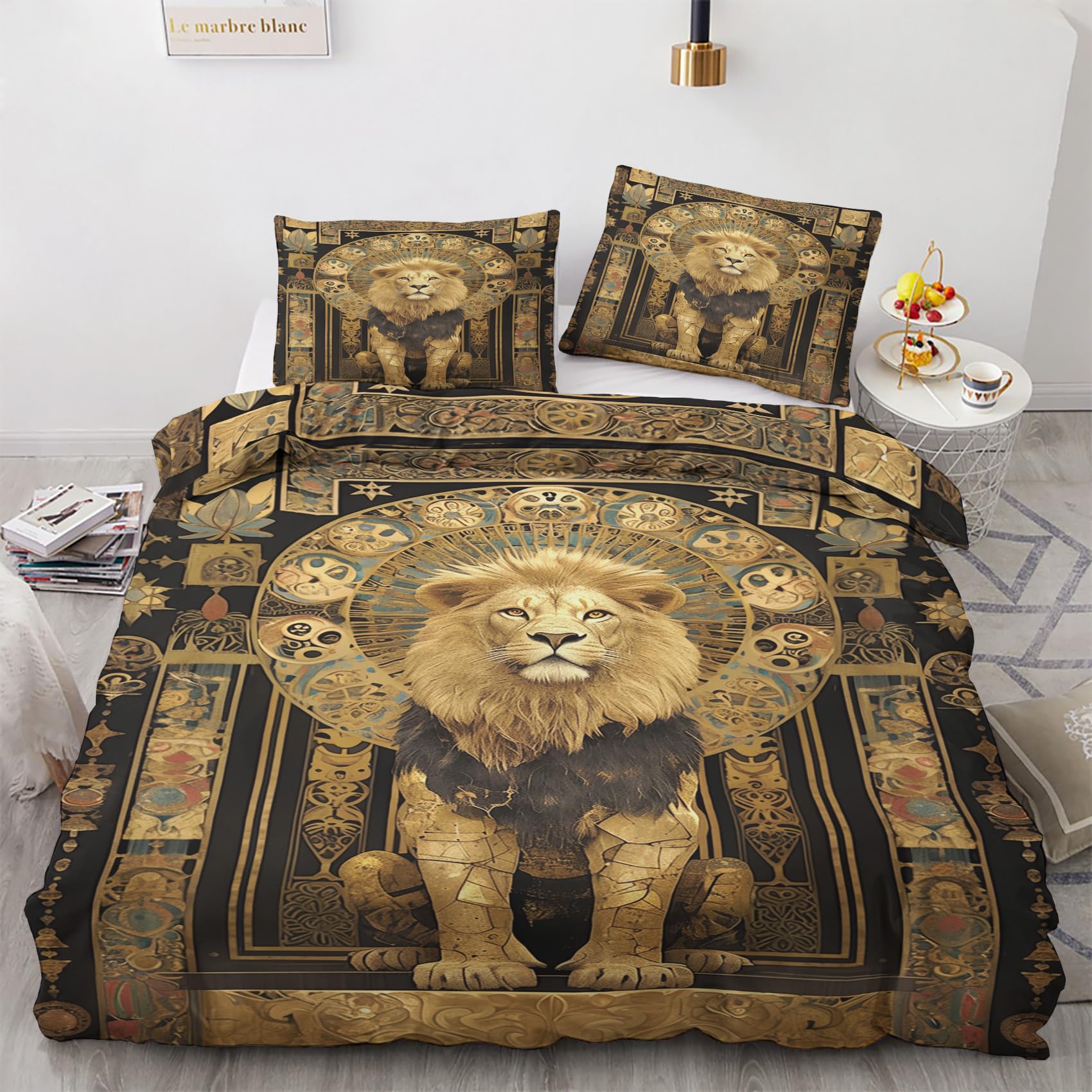 Housse de Couette Lion 220x240 cm pour Évader Votre Chambre dans la Faune