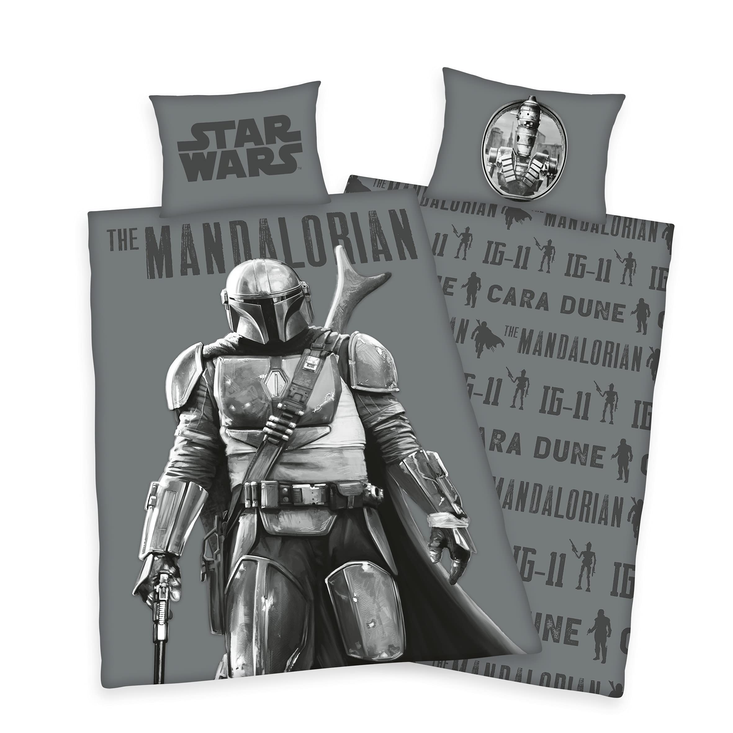 Disney Star Wars Mandalorian Single Duvet Cover Set - Polycotton Bedding - Reversible Kids Bedroom Set, Includes Pillowcase - Officially Licensed