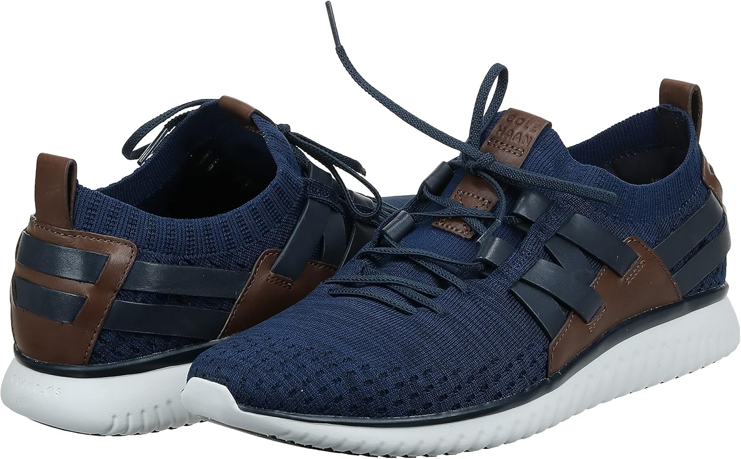 Cole Haan Men's Grand Motion Stitchlite Woven Sneaker 7 Navy Ink/Peony Knit/British Tan/Optic White