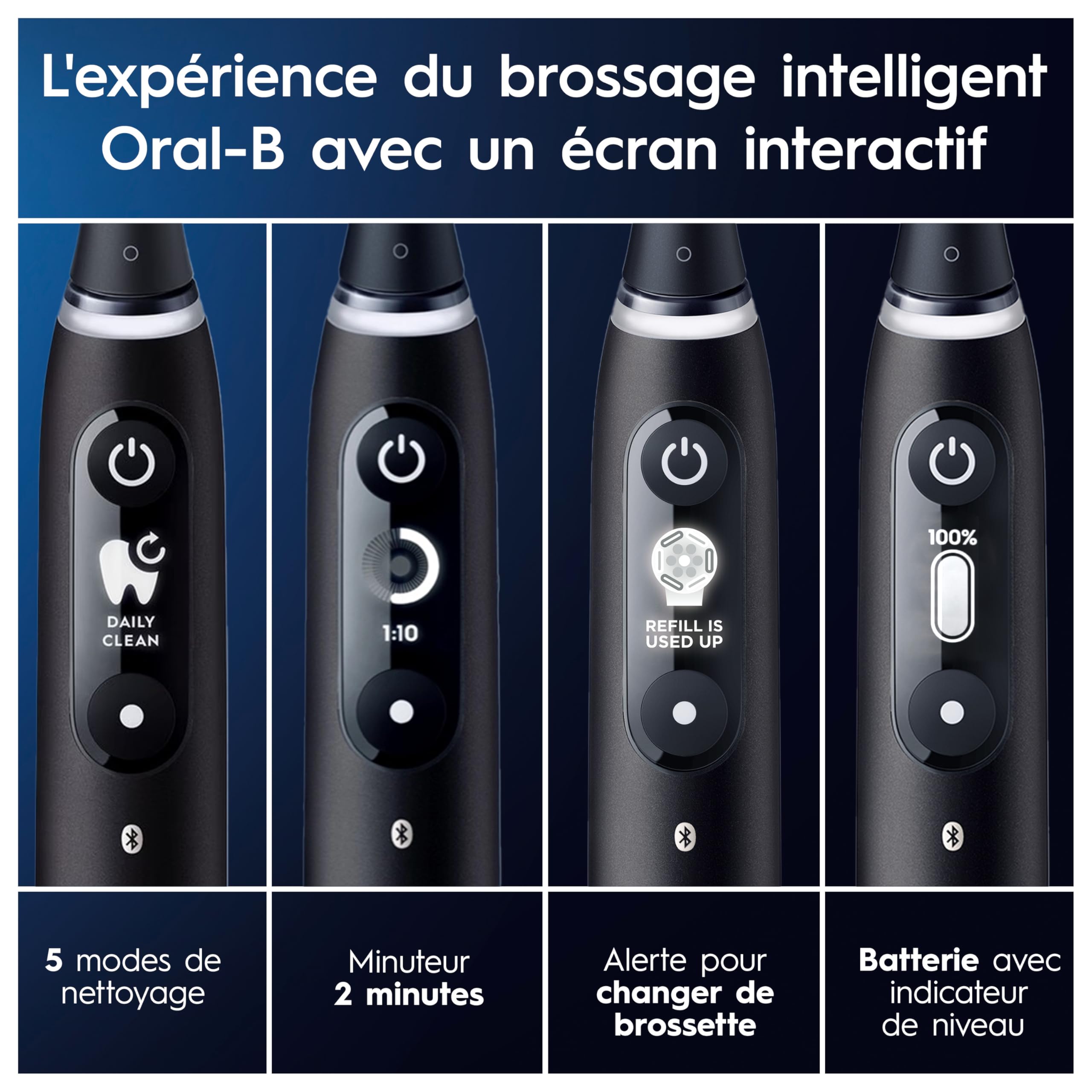 Oral-B Brosses A Dents Electriques iO6 Duo Noire Et Rose, 5 Modes Dont Blancheur Et Soin Des Gencives, Capteur De Pression, Ecran Interactif, 3 Brossettes De Rechange Oral B