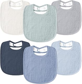Susurration Muslin Baby Drool Bibs 6-Pack: Soft Adjustable Bandana Bibs Unisex for Boys Girls Super Absorbent