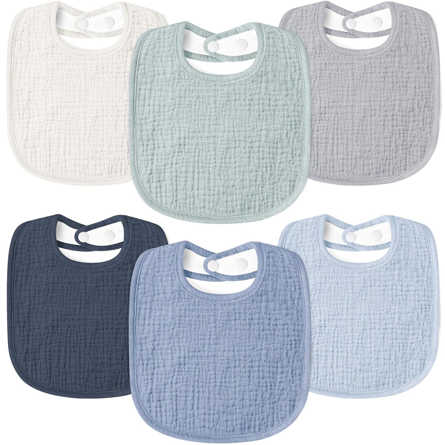 Susurration Muslin Baby Drool Bibs 6Pack Soft Square Adjustable Baby Bandana Bibs for Unisex Girls Boys