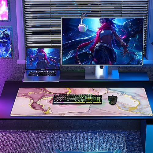 Miniatura 8 de Galdas - Alfombra de Mouse para videojuegos, de tamaño XXL XL, mousepad grande y extensible, de goma, antideslizante, con bordes cosidos para