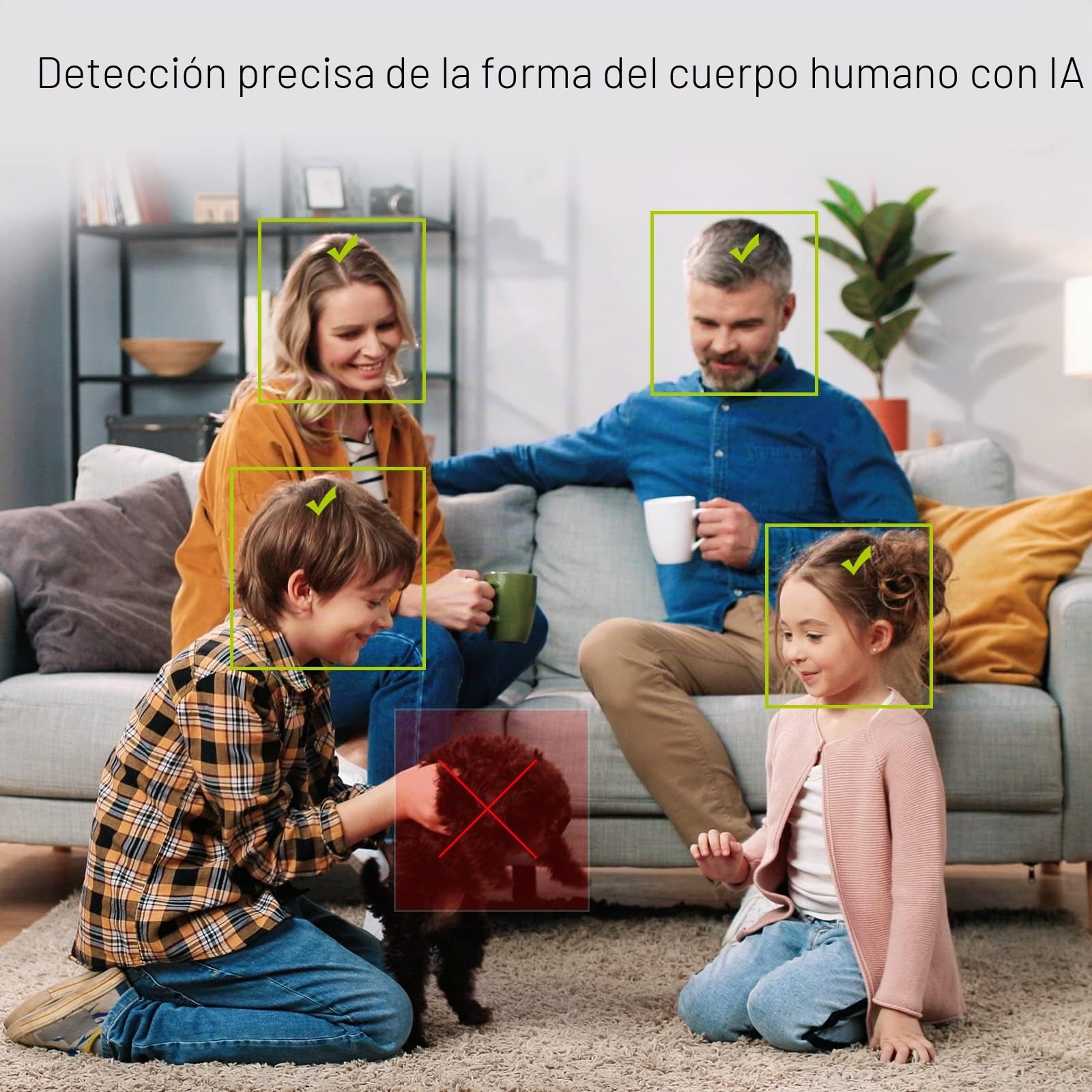 SANNCE 3MP Camara Vigilancia Exterior WiFi con Detección de Personas/Vehículos/Mascota, visión Nocturna por Infrarrojos, IP66 Resistente a la Intemperie (2 cámaras)